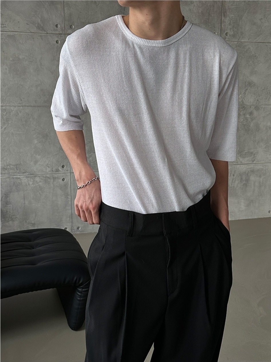 (韓國獨家特價)Leo單層透視短袖T恤