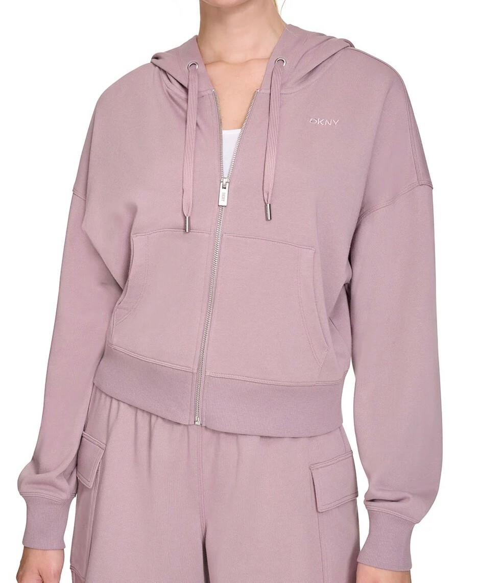 [S] DKNY PINK TERRY ZIP FRONT JACKET, DPMJ9614-AX0 FINAL SALE (SD1457)