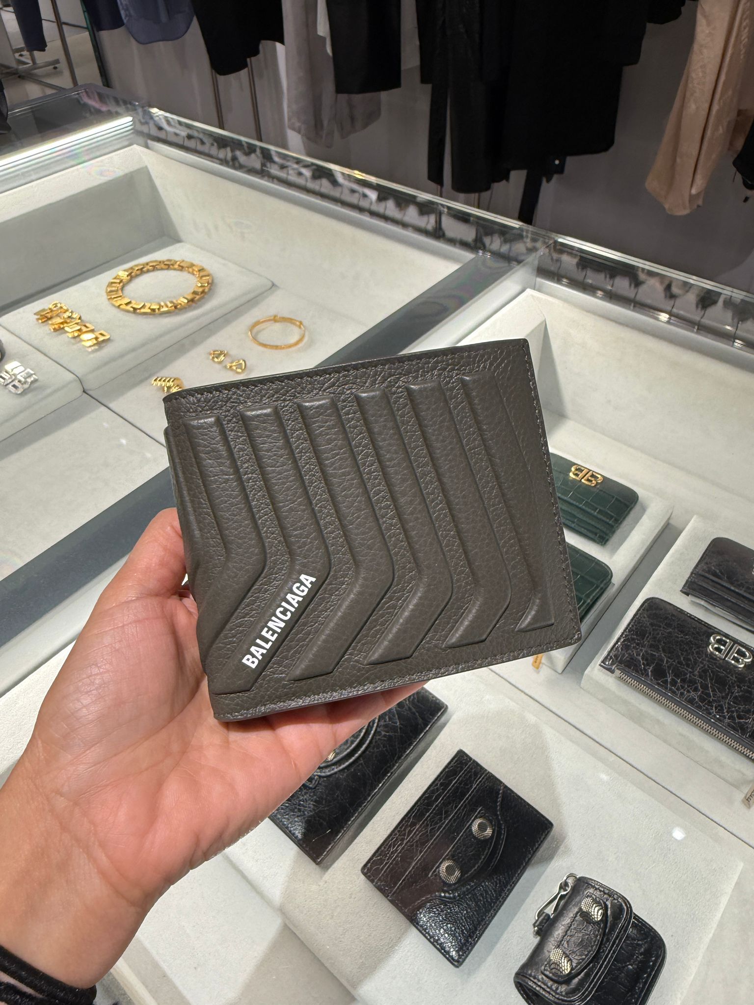 Balenciaga Embossed Car Square folded wallet Khaki 683427