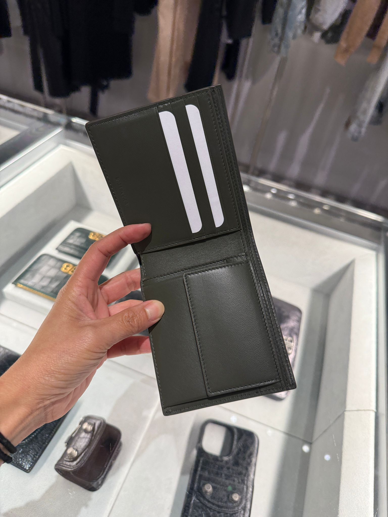 Balenciaga Embossed Car Square folded wallet Khaki 683427