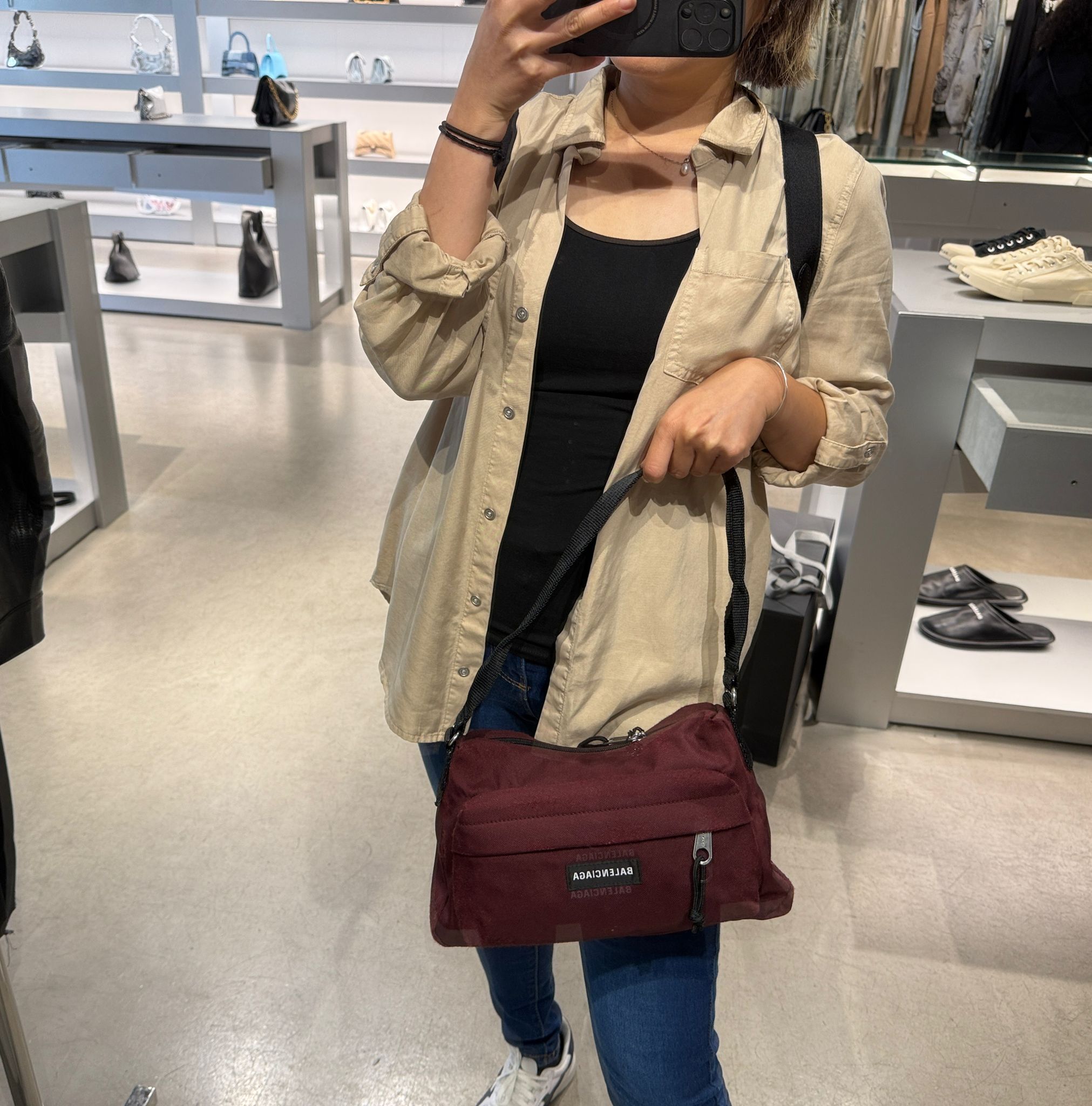 Balenciaga Explorer Sling Pouch bag Dark Red 787574