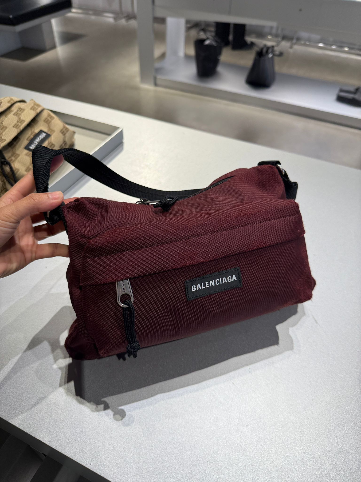 Balenciaga Explorer Sling Pouch bag Dark Red 787574