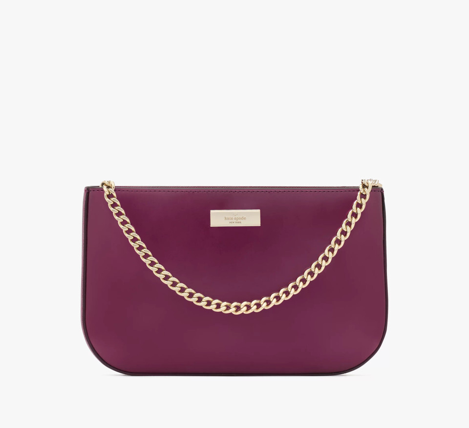 [S] KATE SPADE KJ019 KENZIE PATENT FABRIC LILLY POCHETTE,DARK RASPB, 196021553820 (SKS1498)