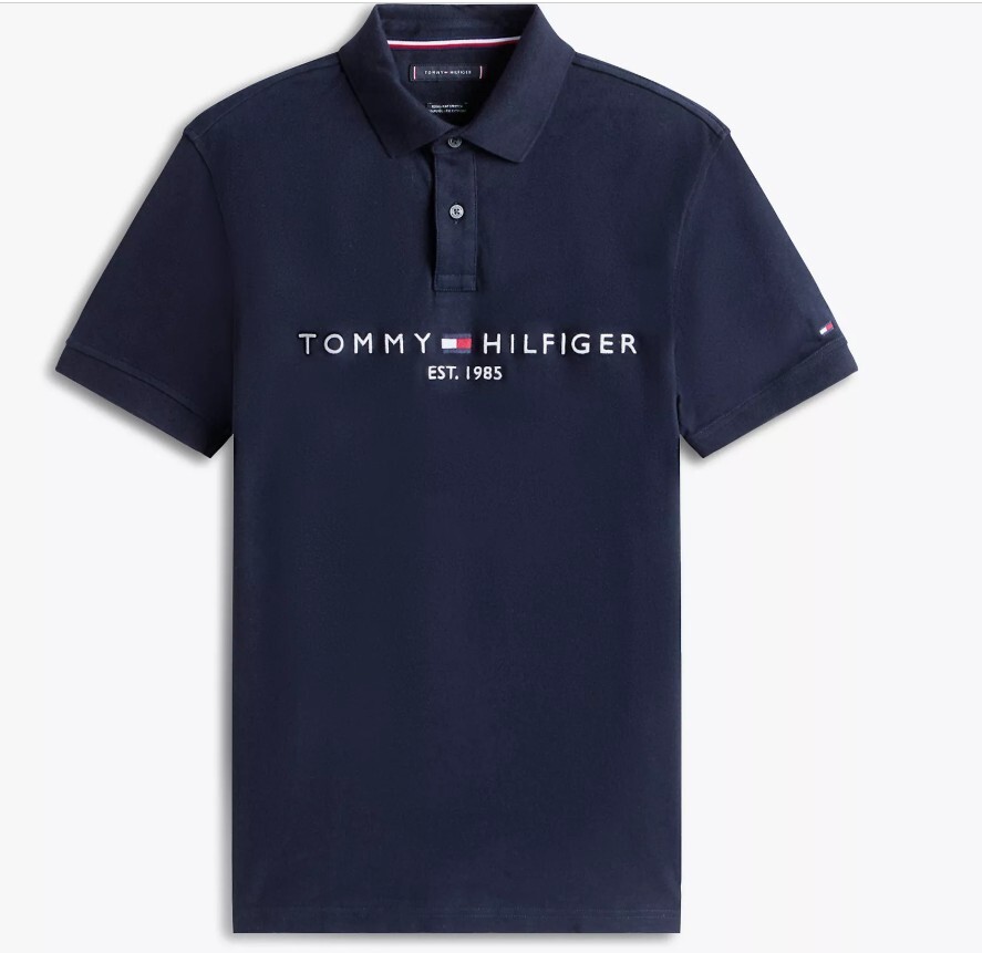 [S] TOMMY HILFIGER REULAR FIT EMBROIDERED TOMMY LOGO POLO SHIRT,NAVY, 78JB112-410 (STH631)