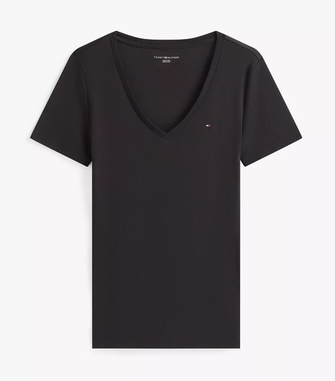 [S] TOMMY HILFIGER ESSENTIAL FAVORITE V-NECKT T-SHIRT,BLACK, 7648538-012 [FINAL SALE] (STH183)