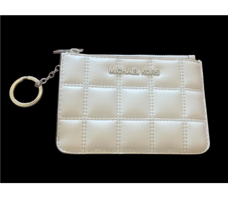 [S] MICHAEL KORS OPTIC WHITE 35R5STVP1V JET SET TRAVEL SM TZ COINPOUCH W ID, 197853281523 (SMK1222)