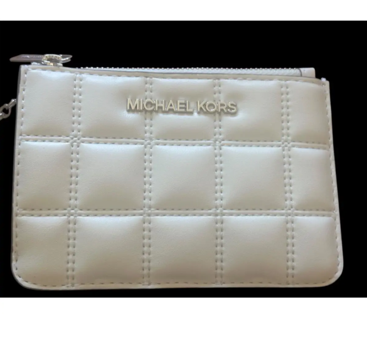 [S] MICHAEL KORS OPTIC WHITE 35R5STVP1V JET SET TRAVEL SM TZ COINPOUCH W ID, 197853281523 (SMK1222)