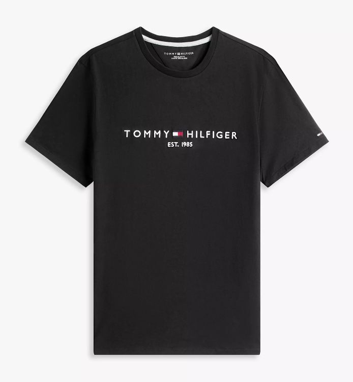 [S] TOMMY HILFIGER EMBROIDERED TOMMY LOGO T-SHIRT,BLACK, 76J2951-002 (STH656)