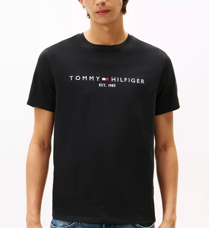 [S] TOMMY HILFIGER EMBROIDERED TOMMY LOGO T-SHIRT,BLACK, 76J2951-002 (STH656)