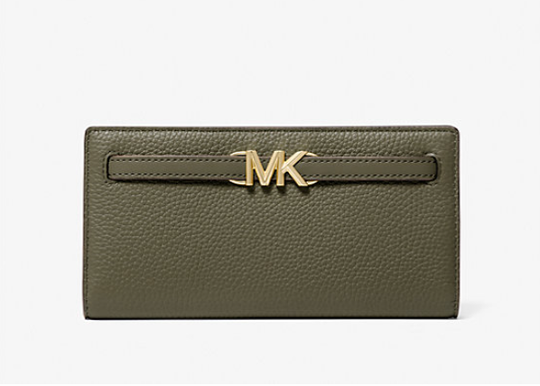 [S] MICHAEL KORS 35S3G6RE3L REED LG SNAP WALLET LEATHER,OLIVE, 196237079817 (SMK698)