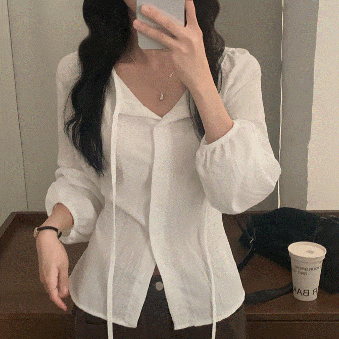 早秋預訂｜緞帶長袖襯衫