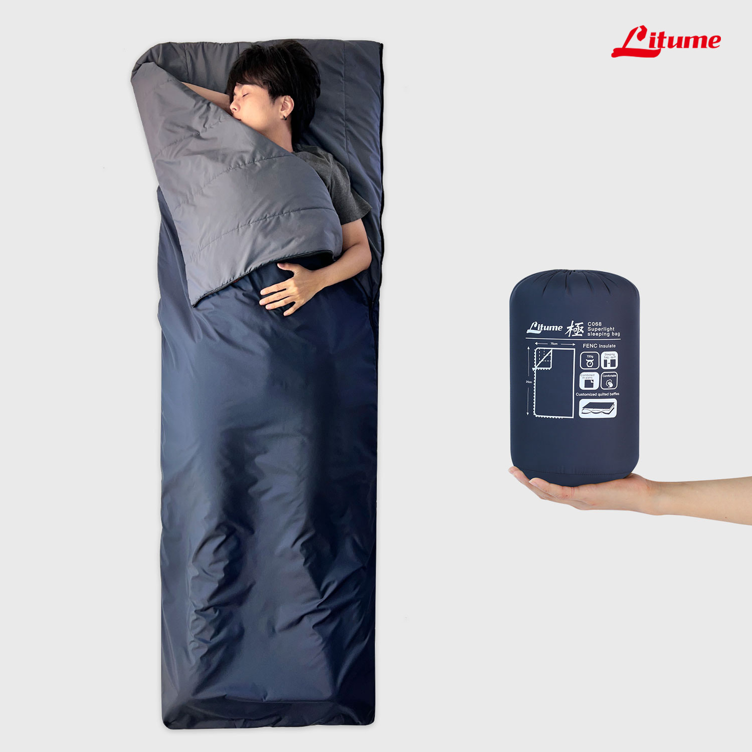 Litume 意都美 軽量寝袋 20°C 登山旅行 C068