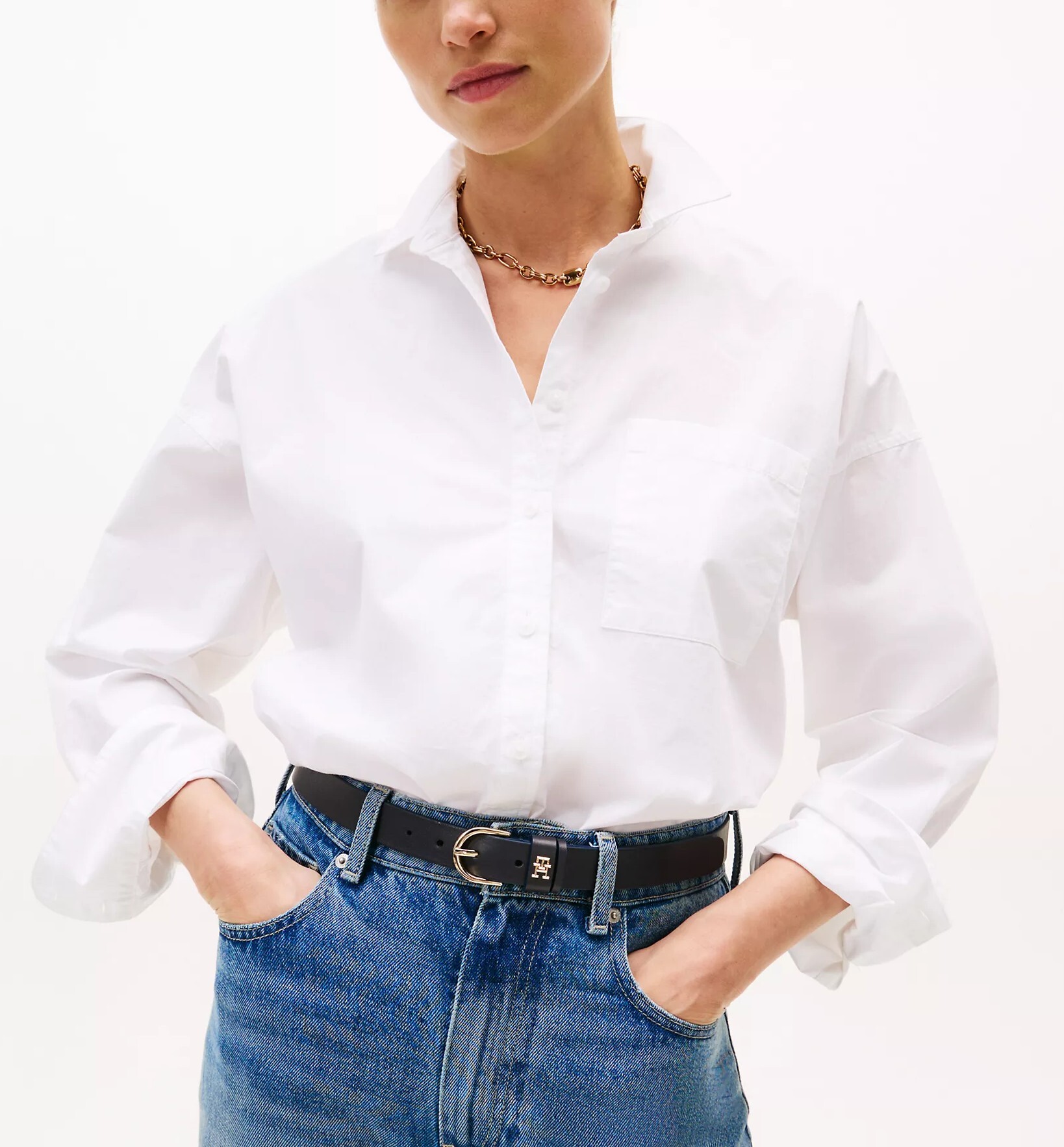 [S] TOMMY HILFIGER WHITE RELAXED FIT SHIRT, XW06075-100 (STH1368)