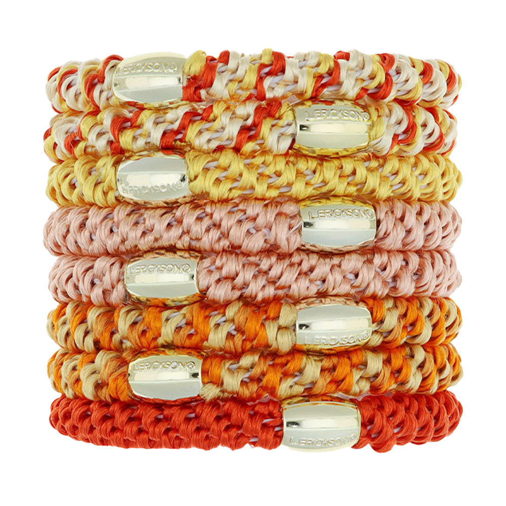 L. ERICKSON 彈力髮圈-8入〈罌粟橘紅〉