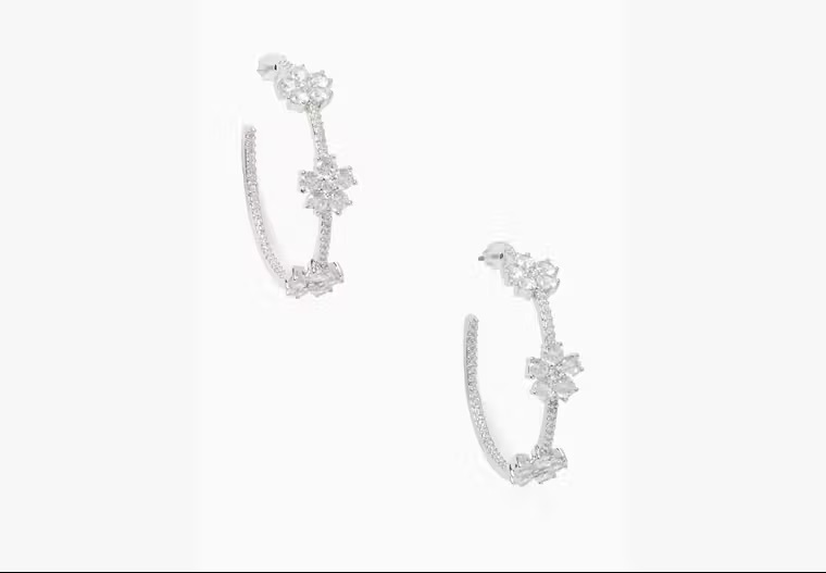[S] KATE SPADE O0RU3138 GLEAMING GARDEN EARRINGS,CLEAR/SILVER, 767883556795 (SKS1541)