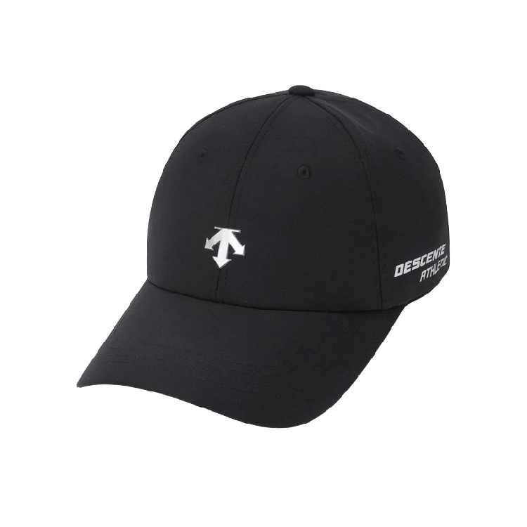 【 DESCENTE｜TOUGH TRAINING 亮銀LOGO運動帽 - 黑 】