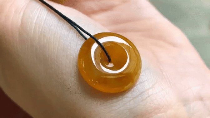 723371 翡翠蜜糖黃平安扣 (17.8mm直徑)