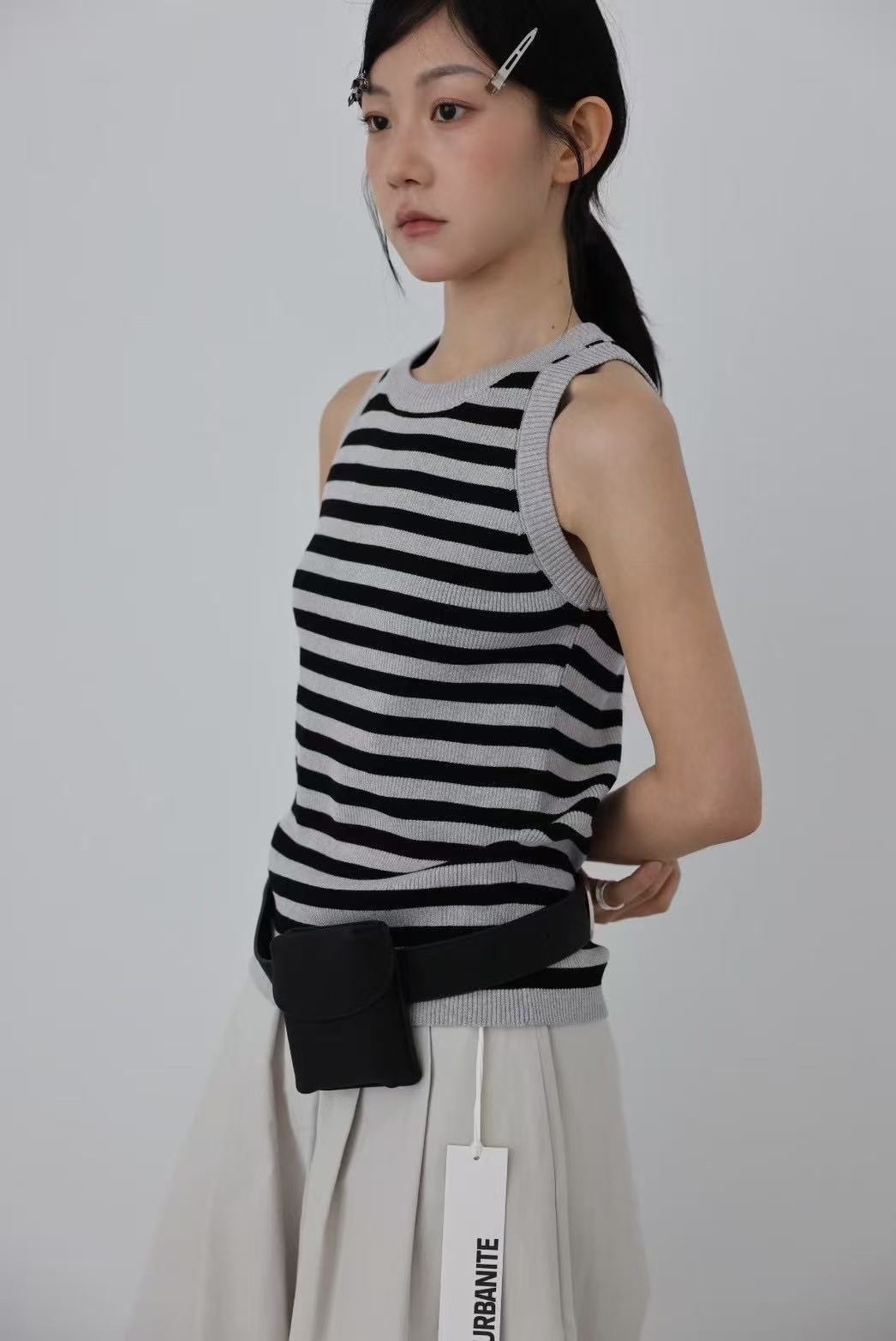 328 圓領微削肩背心