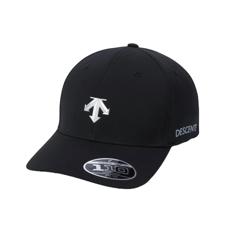 【 DESCENTE｜SPORTS BASIC TAKTEL CAP 立體銀LOGO運動帽 - 黑 】