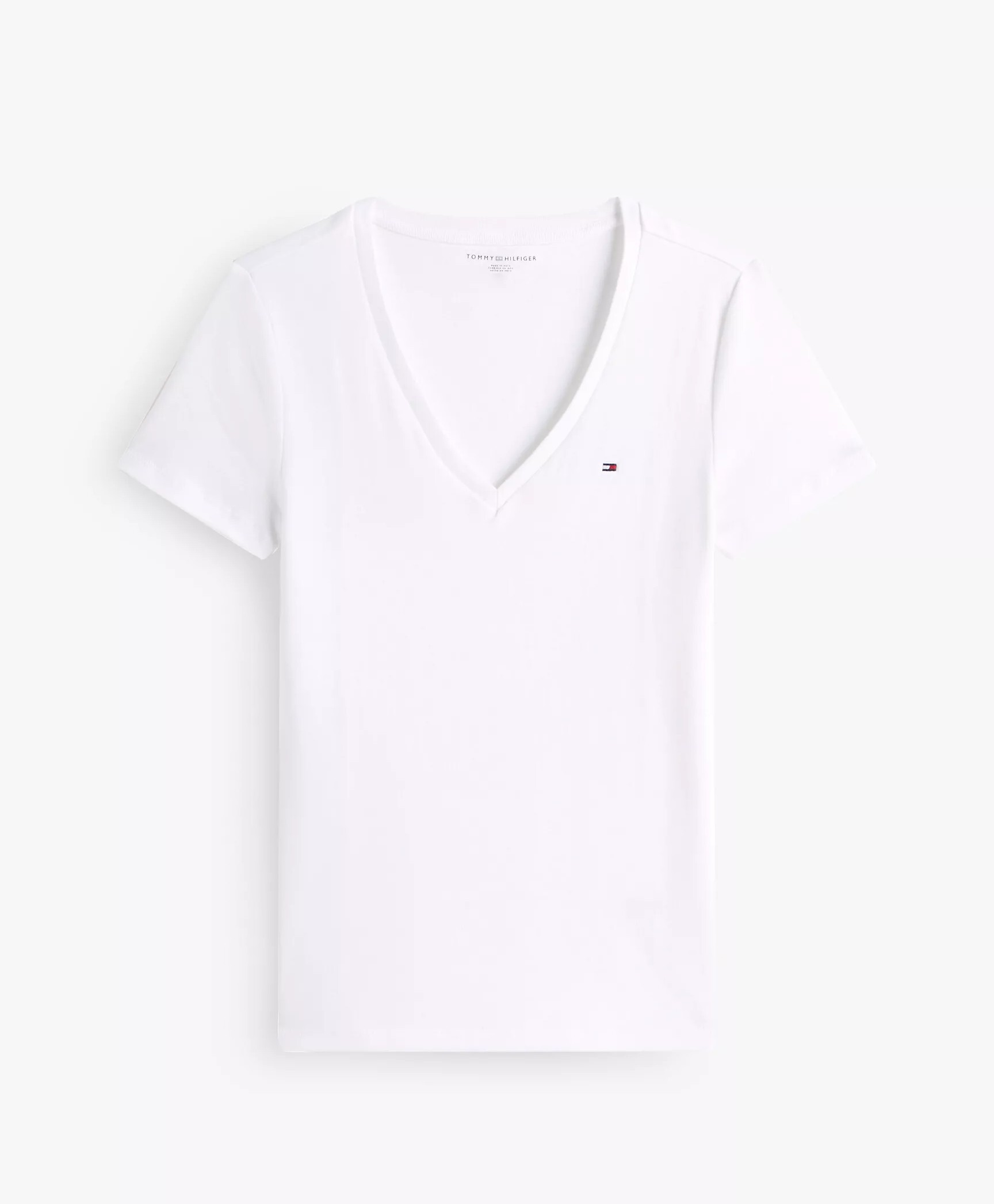 [S] TOMMY HILFIGER WHITE V-NECK T-SHIRT, 76J4871-100 (STH1384)