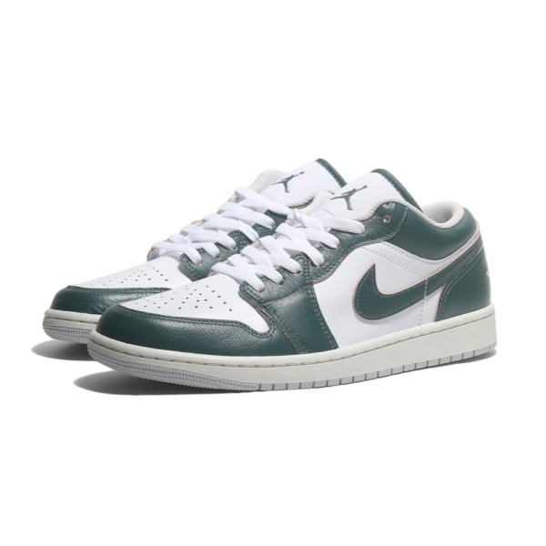 NIKE 休閒鞋 AIR JORDAN 1 LOW 白綠 奶油底 皮革 男 FQ7687-300