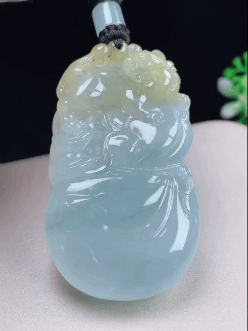 723574 翡翠冰飄黃翡麒麟