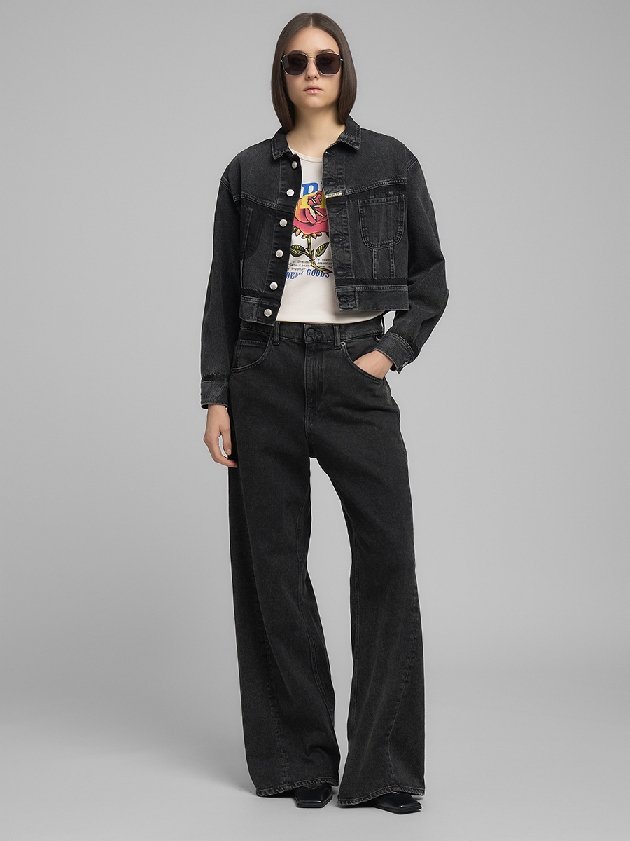 NARJA 深灰色丹寧牛仔寬褲