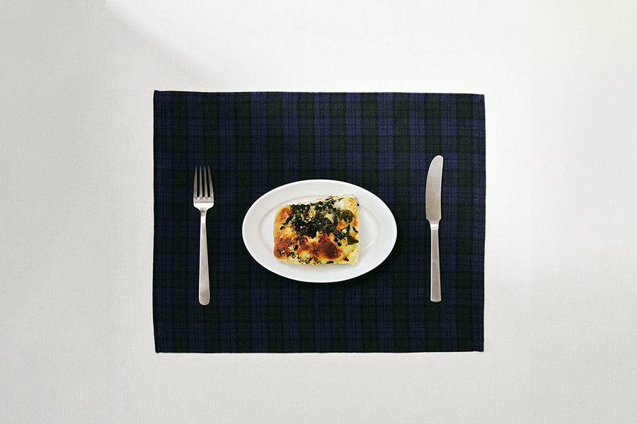 fog linen work - 亞麻餐墊 / 深綠底深藍線蘇格蘭格紋