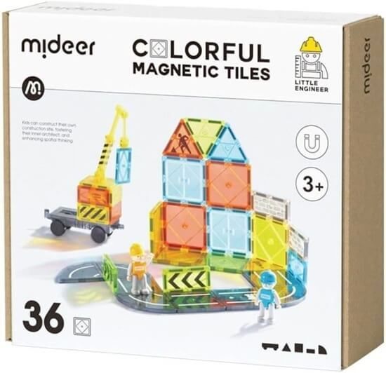 《 MiDeer 》 多彩透光磁力積木-建築工程(36pcs)