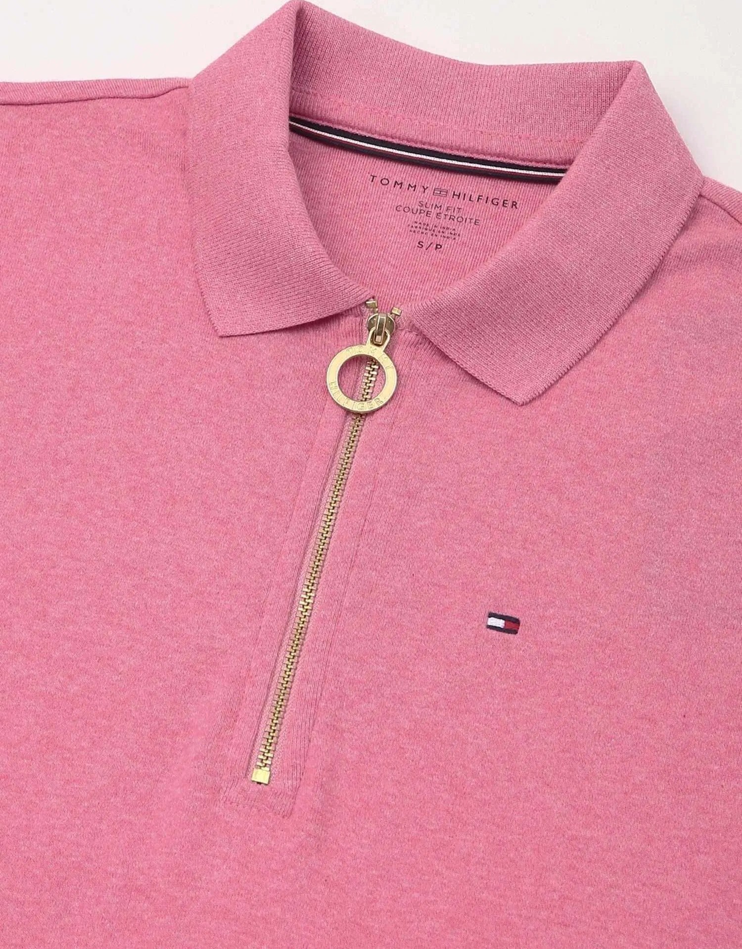 [S] TOMMY HILFIGER PINK SLIM FIT ZIP POLO, 76J1536-652 (STH1375)
