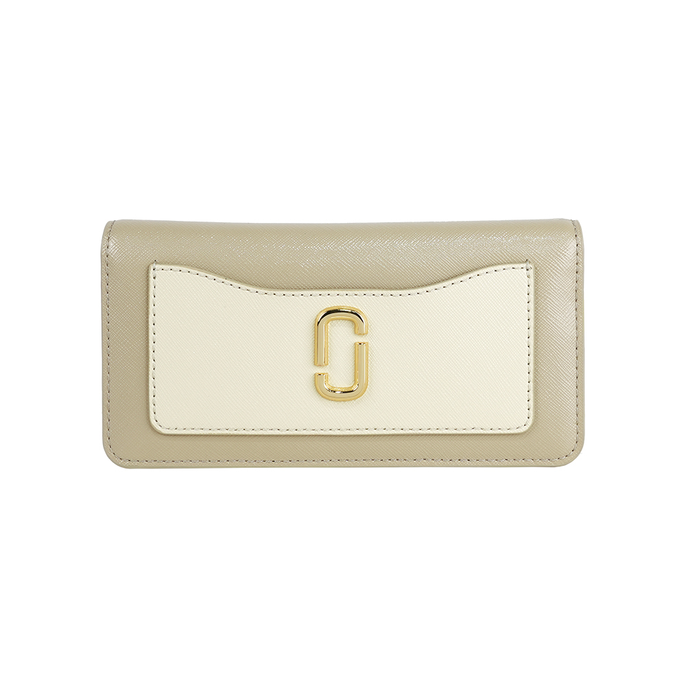 【Marc Jacobs】The Utility Snapshot 撞色防刮皮革釦式二折長夾(卡其色)