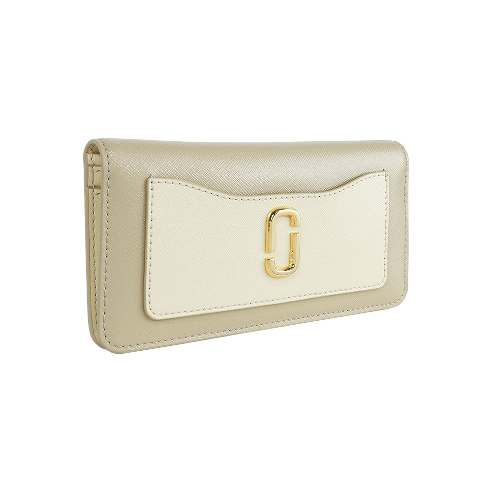 【Marc Jacobs】The Utility Snapshot 撞色防刮皮革釦式二折長夾(卡其色)