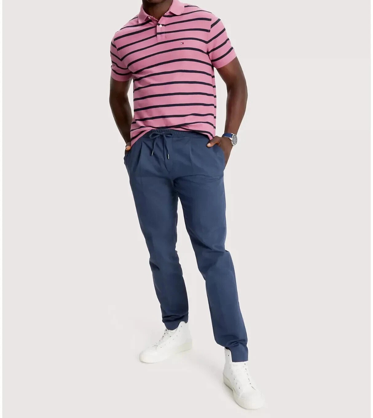 [S] TOMMY HILFIGER PINK PEONY REGULAR FIT STRIPE WICKING POLO, 78J9397-630 (STH1235)