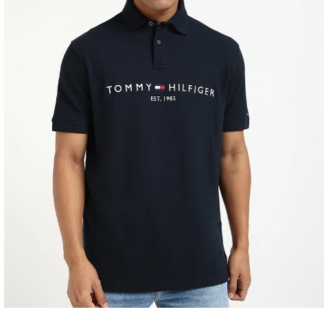 [S] TOMMY HILFIGER REULAR FIT EMBROIDERED TOMMY LOGO POLO SHIRT,BLACK, 78JB112-001 (STH642)