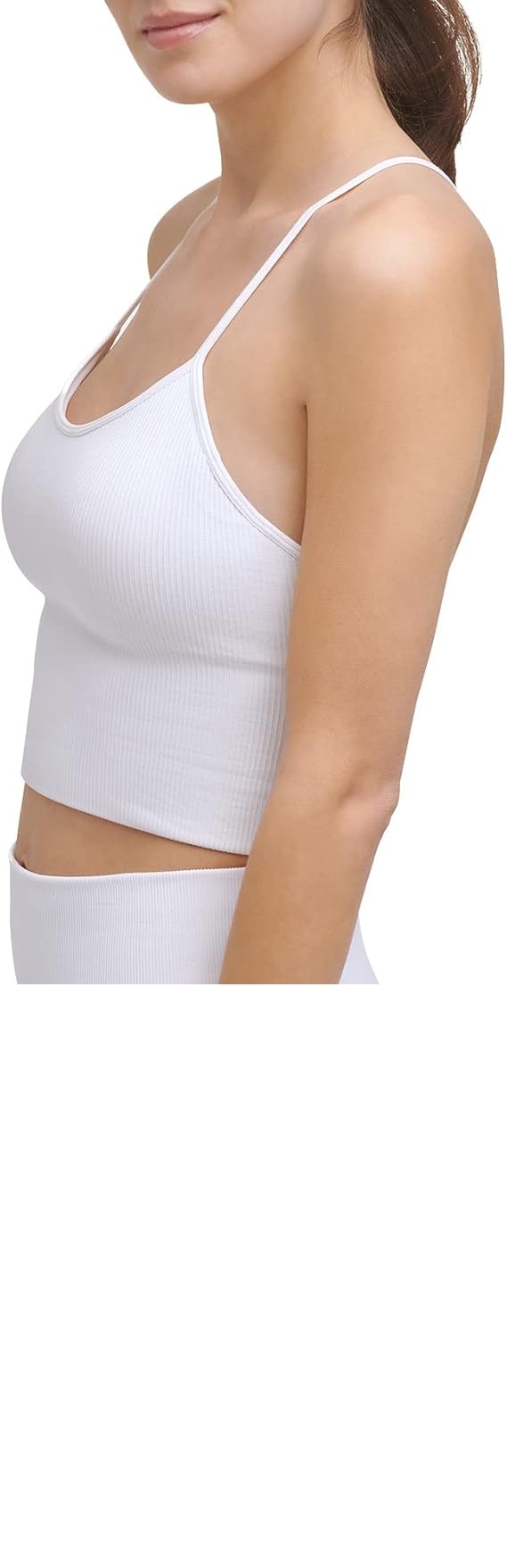 [S] DKNY RIB KNIT SEAMLEWSS CROP TOP,WHITE, DP1T7982-WHT FINAL SALE (SD182)