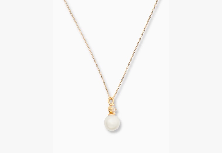 [S] KATE SPADE O0RU3110 PEARLS OF WISDOM MINI PENDANT NECKLACE,CREAM MULTI, 767883553190 (SKS504)