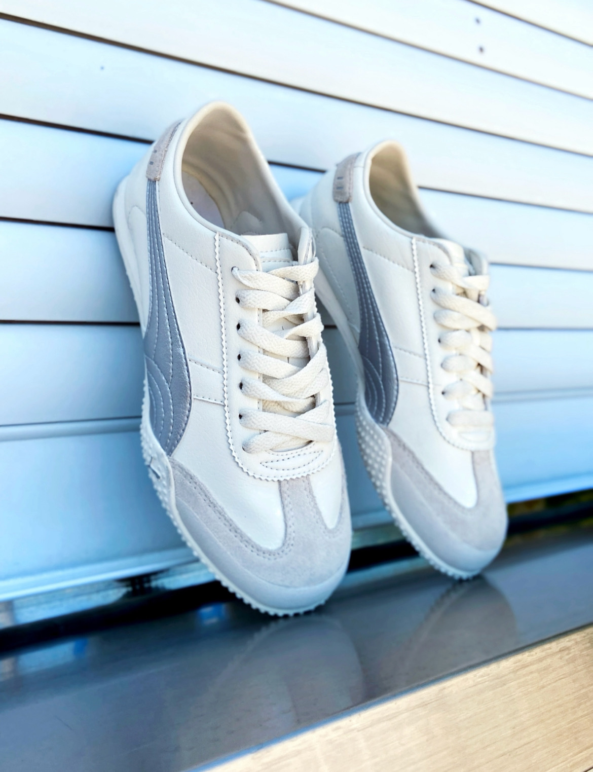 女鞋 PUMA BELLA UT LEA 白銀 皮革 薄底 復古 緩震 運動鞋 休閒鞋【405256-02】