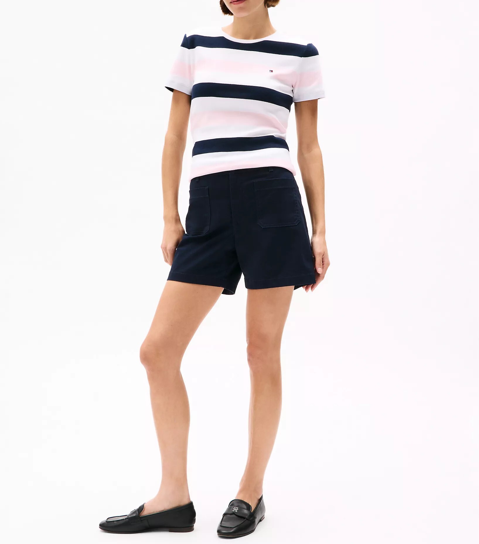 [S] TOMMY HILFIGER PINK MULTICOLOR RUGBY STRIPE T-SHIRT, XW04733-650 (STH1218)