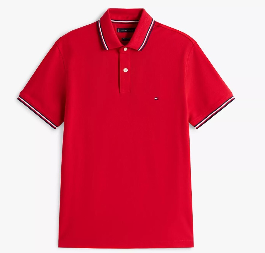 [S] TOMMY HILFIGER REGULAR FIT TOMMY WICKING POLO,RED, 78JA019-600 [FINAL SALE] (STH710)