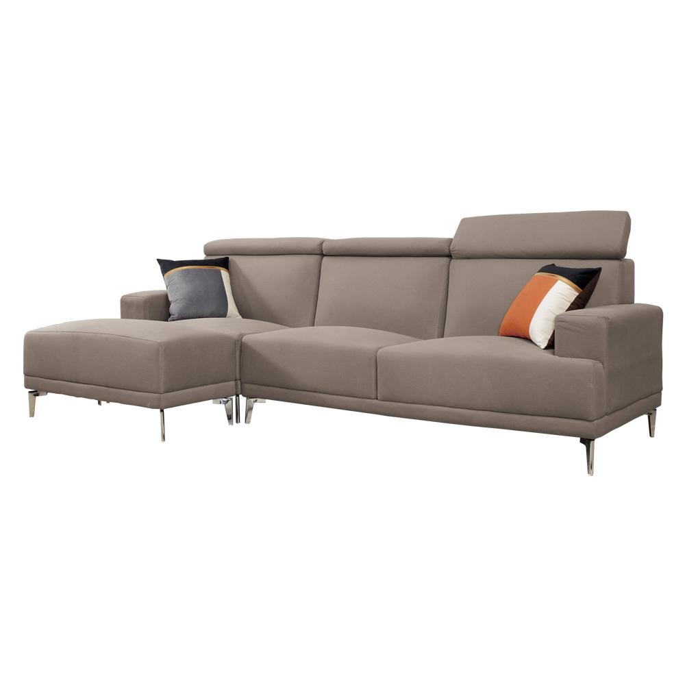 蒙斯L型機能貓抓皮沙發椅-三人座+腳椅(贈抱枕)