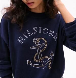 [S] TOMMY HILFIGER NAVY HILFIGER ANCHOR LOGO SWEATER, XW04289-400 (STH1173)