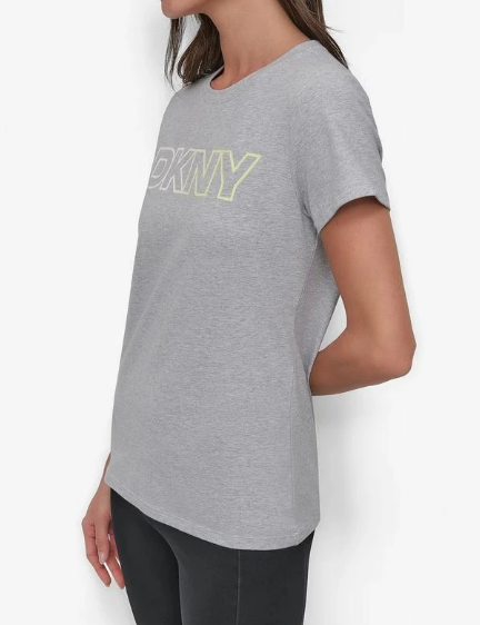 [S] DKNY PRL GREYHTR/ICED PEAR OMBRE OUTLINE LOGO CREW NECK TEE, DP5T1193-K37 FINAL SALE (SD1437)