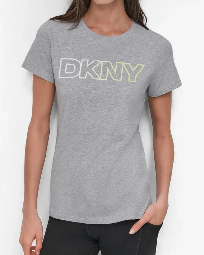 [S] DKNY PRL GREYHTR/ICED PEAR OMBRE OUTLINE LOGO CREW NECK TEE, DP5T1193-K37 FINAL SALE (SD1437)