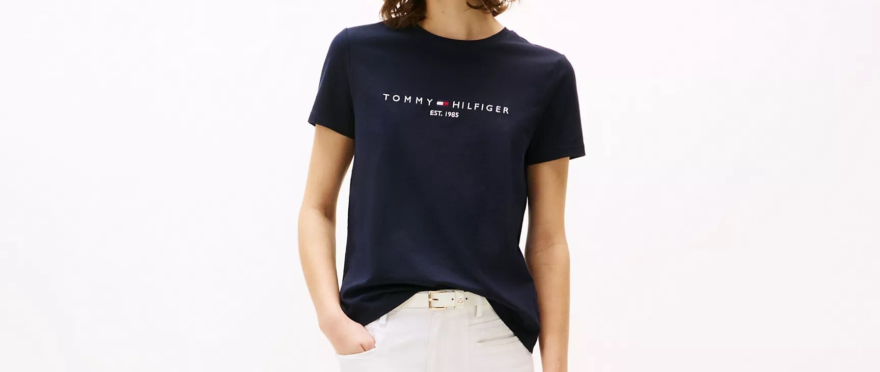 [S] TOMMY HILFIGER WOMEN'S ORAGANIC COTTON T-SHIRT,NAVY, 76J4888-410 (STH864)