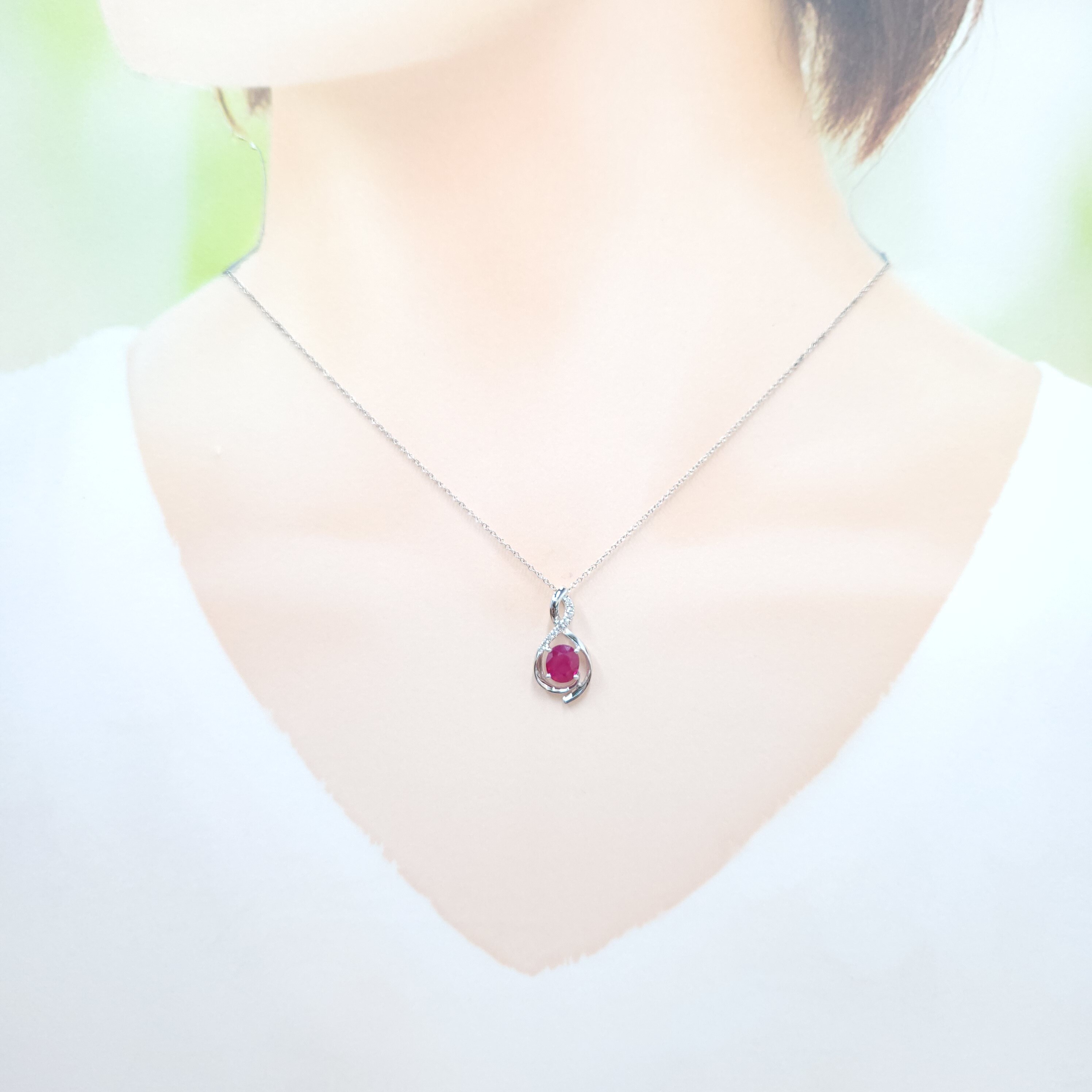 18K White Gold 1.01ct Ruby and Diamond Pendant