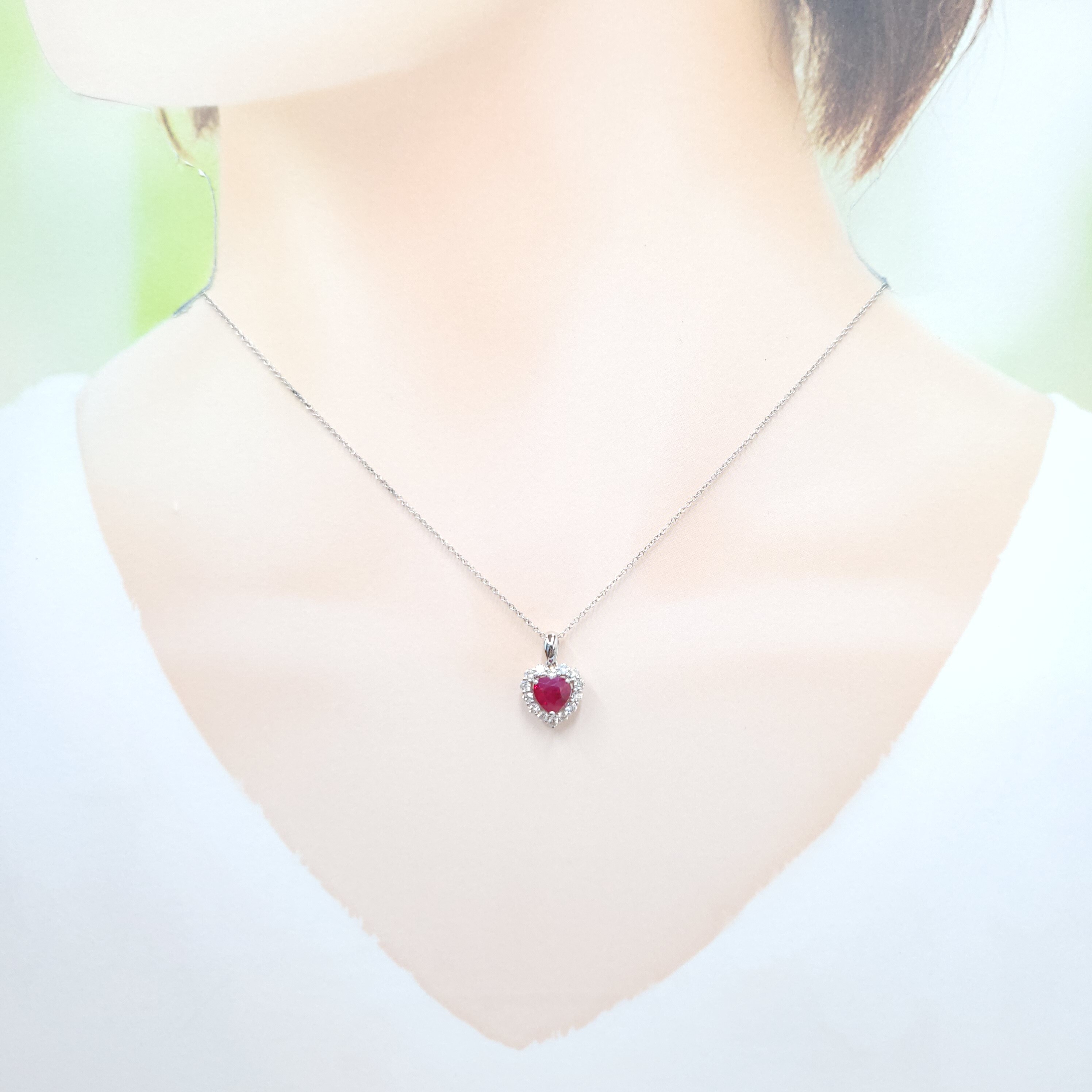 18K White Gold 1.06ct Ruby and Diamond Pendant