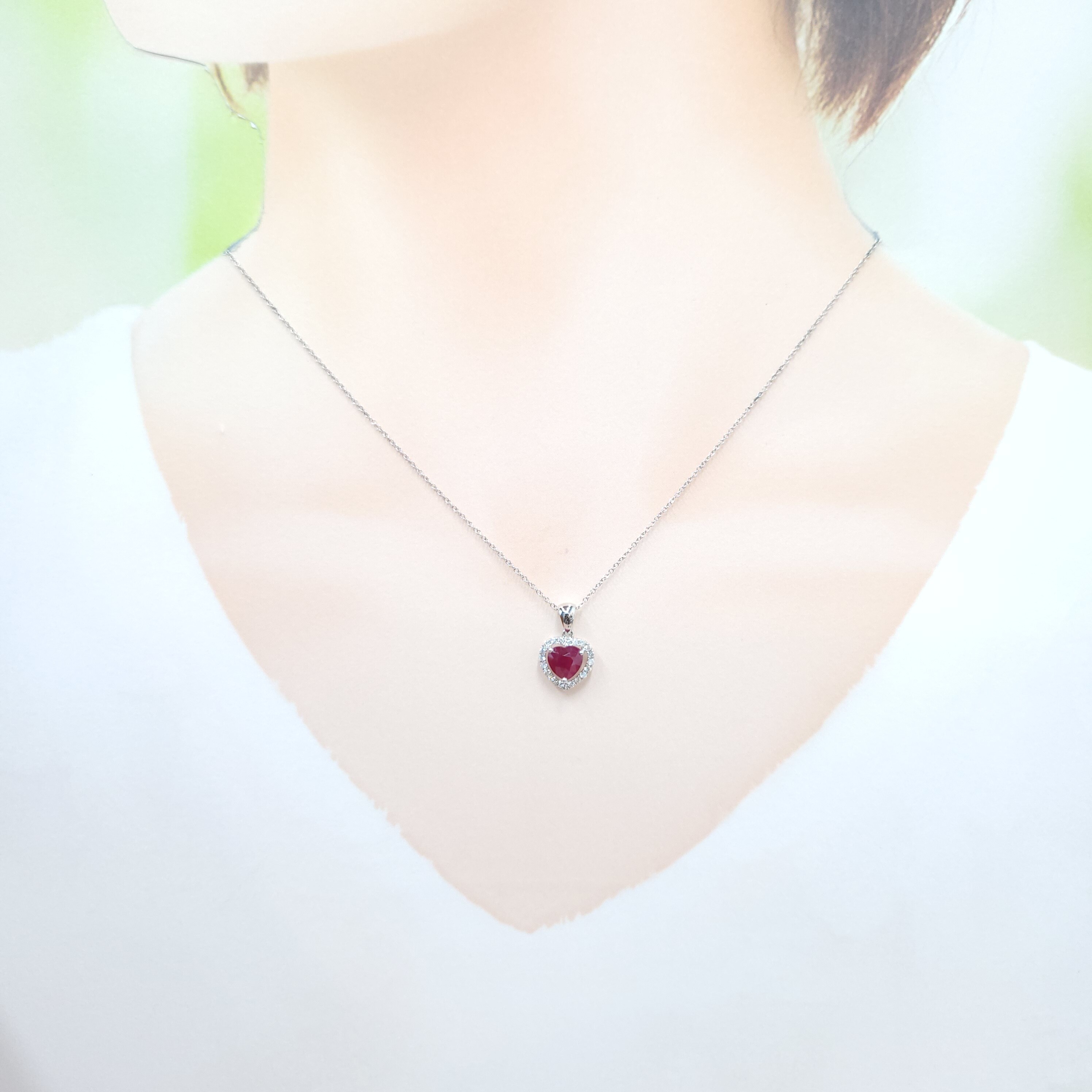 18K White Gold 1.02ct Ruby and Diamond Pendant