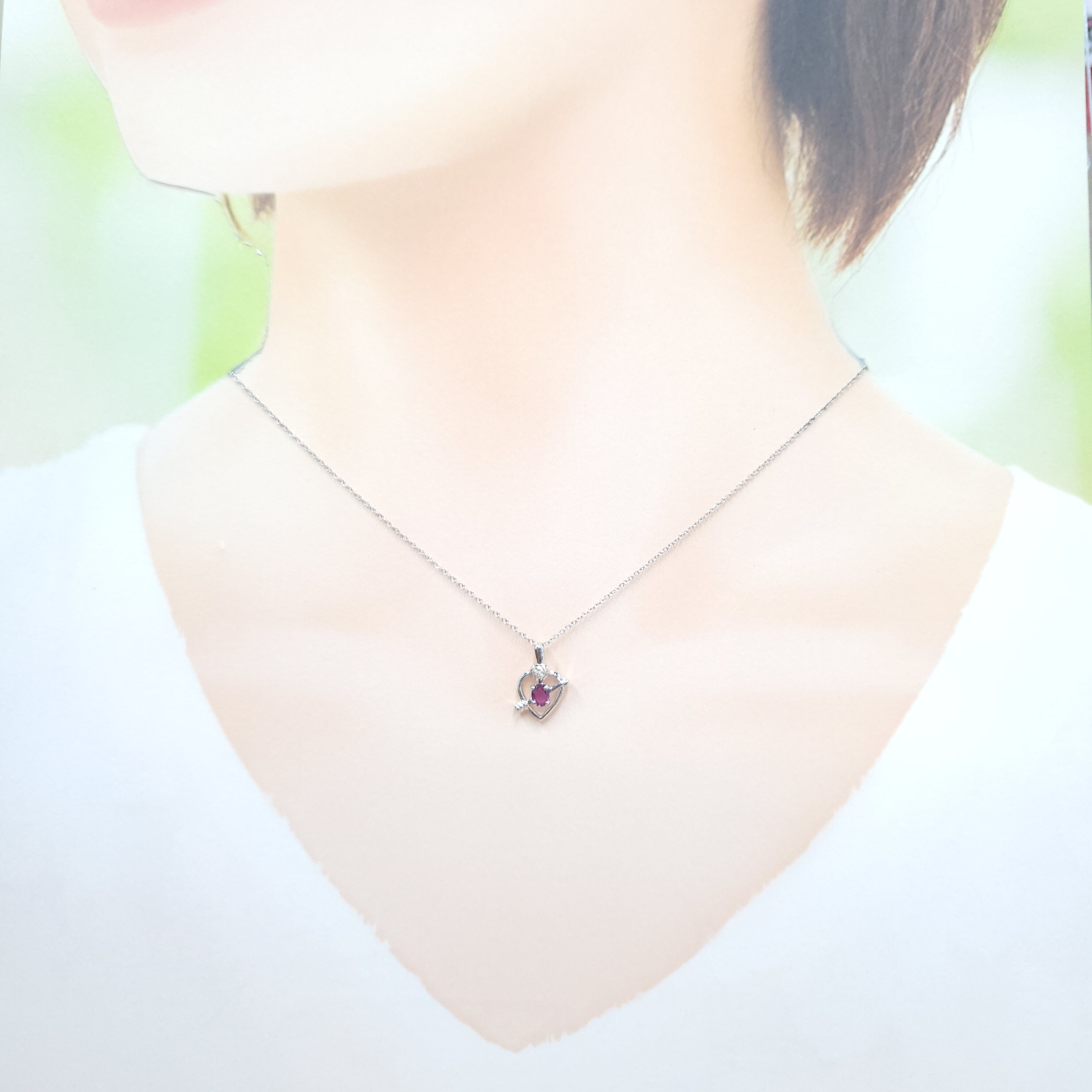 18K White Gold 0.30ct Ruby and Diamond Pendant