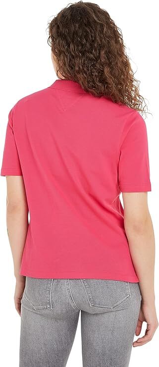 [S] TOMMY HILFIGER WOMEN'S SLIM FIT FLAG LOGO SHORT SLEEVE KARATEI,PINK, 76J3013-641 [FINAL SALE] (STH224)