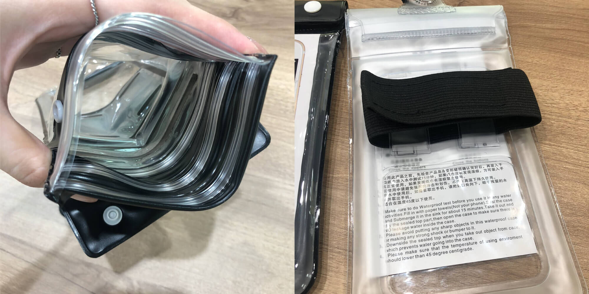 6.5吋漂浮防水袋三層厚封口與運動用臂帶配件實拍｜殼老爹 Cloud Shop